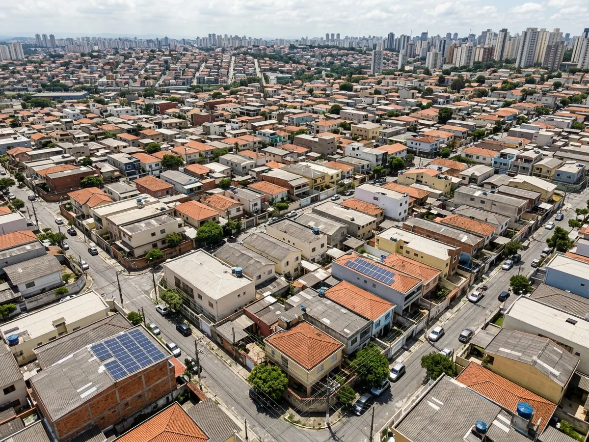Vista da cidade de Osasco com telhados residenciais