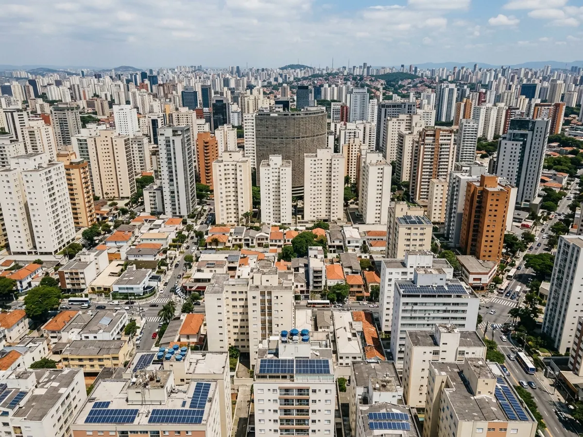 Vista aérea de São Paulo com prédios e condomínios