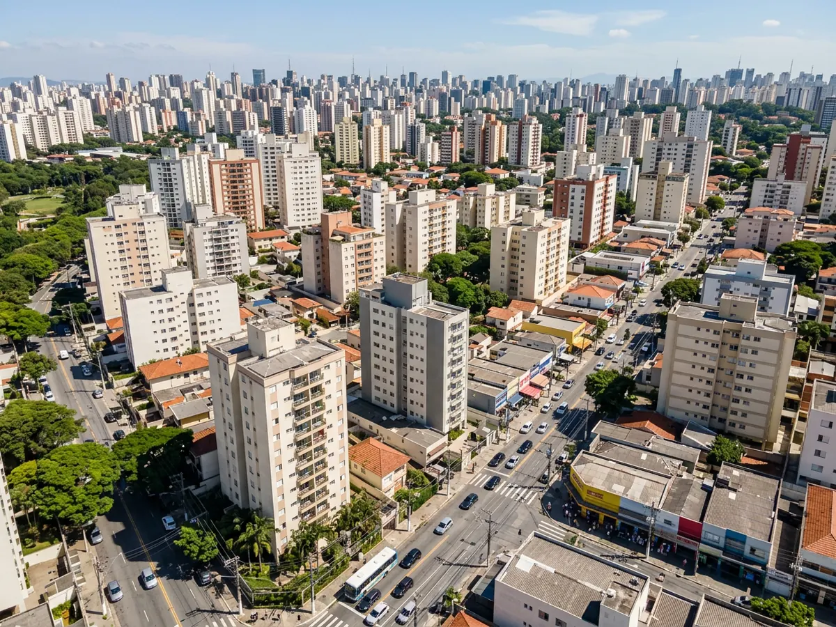 Vista da Zona Oeste de São Paulo com residências e prédios