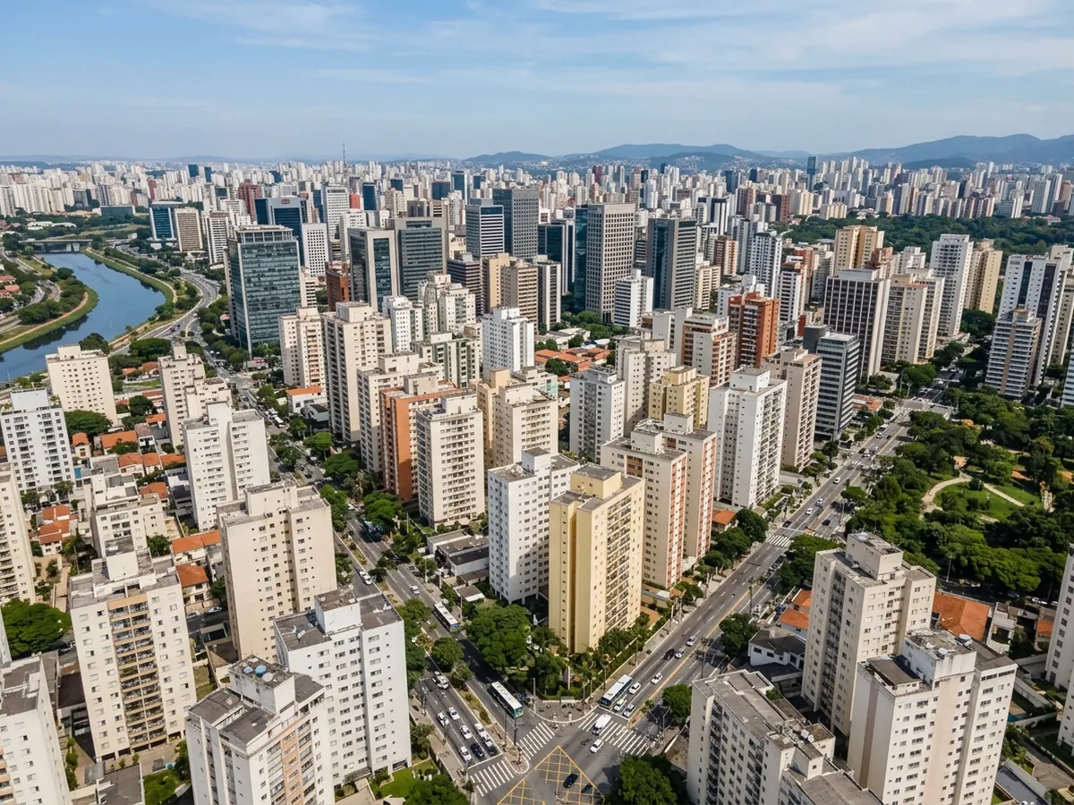 Vista da Zona Sul de São Paulo com prédios corporativos e residenciais